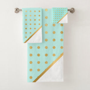 LUXE AQUA GREEN SPOT TOWEL SET