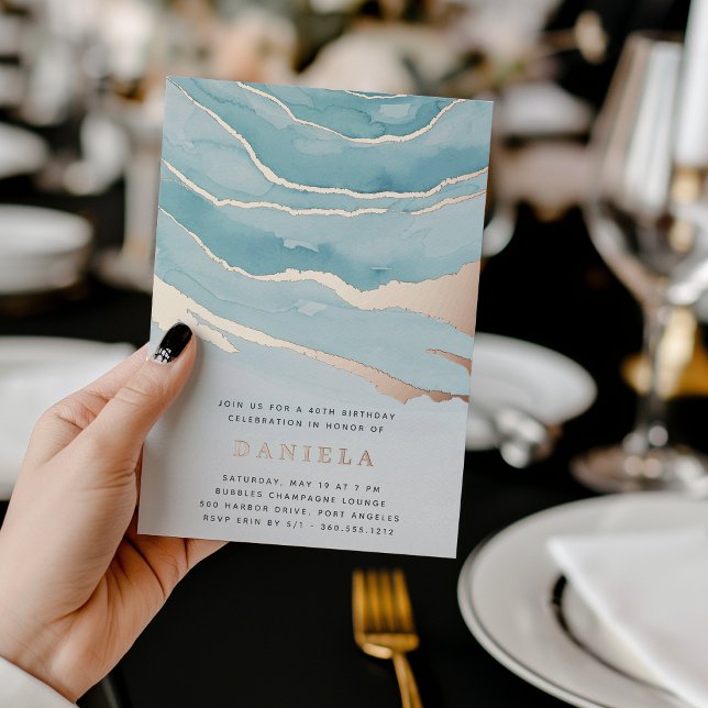 Luxe Aqua Marble Birthday Party or Any Occasion (Creator Uploaded)