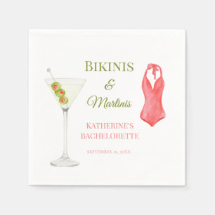 Luxe Bikinis & Martini bachelorette weekend Party Napkin