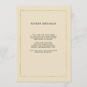 Luxe Bisque with Faux Gold Guest Details Invitation
