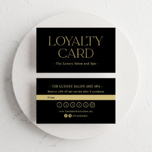 Luxe Black and Faux Gold Upscale Customer Loyalty Card