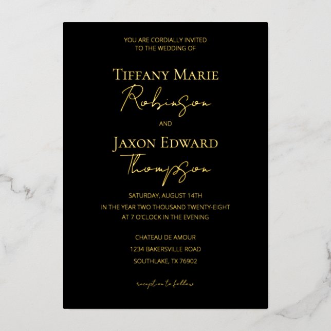 Luxe Black and Gold Elegance Wedding (Front)