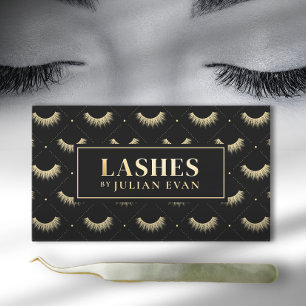 Luxe Black and Gold Lash Stylist Business Card