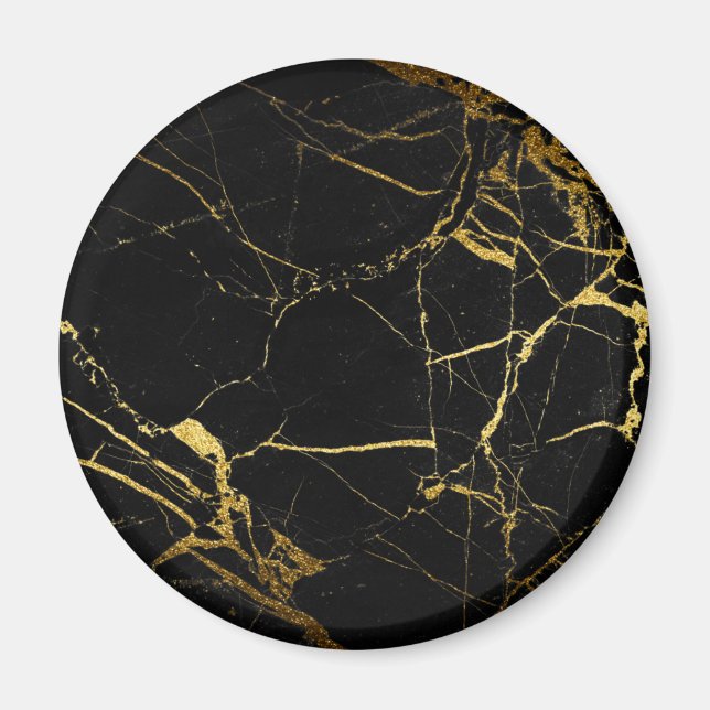 Luxe Black and Gold Marble Texture Magnet (Front)