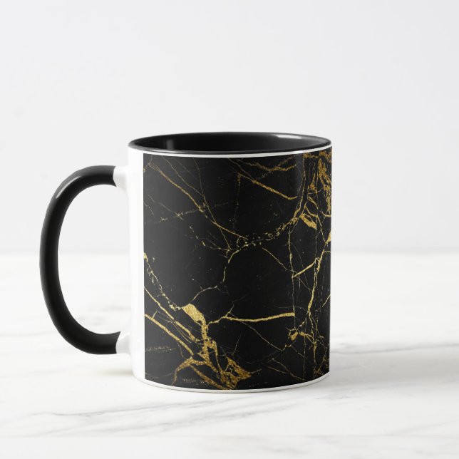Luxe Black and Gold Marble Texture Mug (Left)