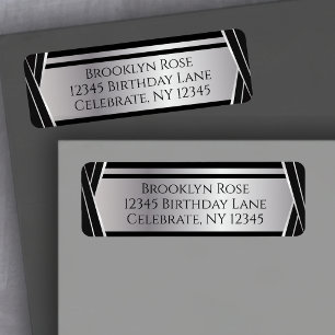 Luxe Black and Silver Modern Event Address