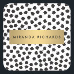Luxe Black Confetti Dots II with Gold Bar Stickers<br><div class="desc">Coordinates with the Luxe Black Confetti Dots II with Gold Bar Business Card Template by 1201AM. Elegantly chic personalised sticker design featuring a hand-painted black dot pattern with a faux metallic gold nameplate for your name or business name for an on-trend,  luxe aesthetic. © 1201AM CREATIVE</div>