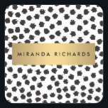 Luxe Black Confetti Dots II with Gold Bar Stickers<br><div class="desc">Coordinates with the Luxe Black Confetti Dots II with Gold Bar Business Card Template by 1201AM. Elegantly chic personalised sticker design featuring a hand-painted black dot pattern with a faux metallic gold nameplate for your name or business name for an on-trend,  luxe aesthetic. © 1201AM CREATIVE</div>