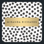 Luxe Black Confetti Dots II with Gold Bar Stickers<br><div class="desc">Coordinates with the Luxe Black Confetti Dots II with Gold Bar Business Card Template by 1201AM. Elegantly chic personalised sticker design featuring a hand-painted black dot pattern with a faux metallic gold nameplate for your name or business name for an on-trend,  luxe aesthetic. © 1201AM CREATIVE</div>