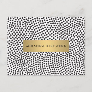 Luxe Black Confetti Dots with Gold Bar Postcard