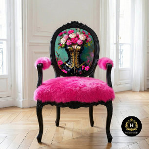 Luxe Black Gold Corset Pink Floral Decoupage Tissue Paper