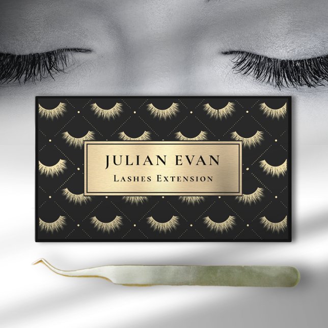 Luxe Black Gold Eyelash Stylist Business Card (Creator Uploaded)