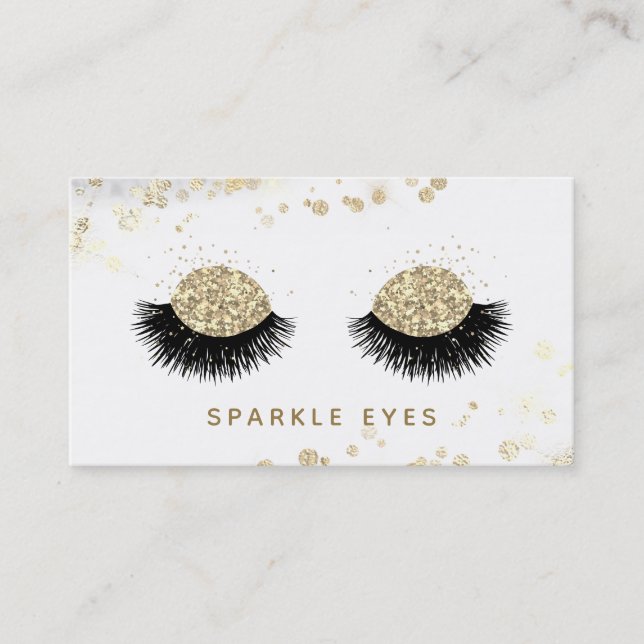 *~* Luxe Black Gold Grey Eyes Lashes Glam Business Card (Front)