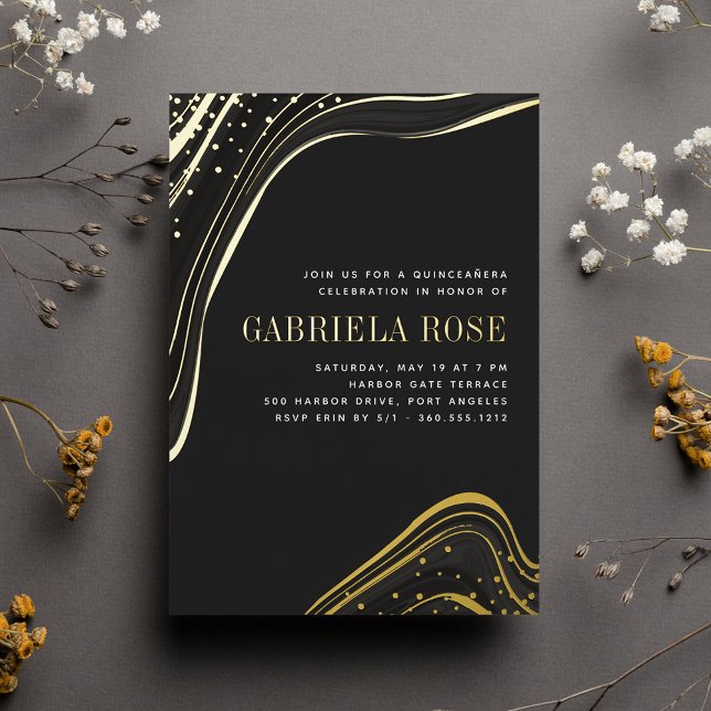 Luxe Black & Gold Liquid Marble Quinceanera (Creator Uploaded)
