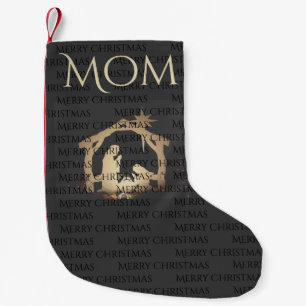 Luxe Black Gold Nativity Personalised Christmas  Small Christmas Stocking