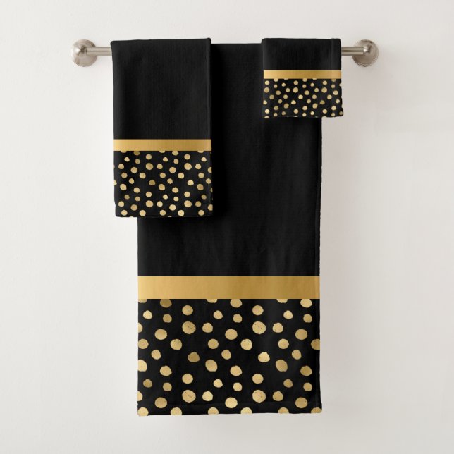 LUXE BLACK GOLD SPOT BATHROOM TOWEL SET (Insitu)