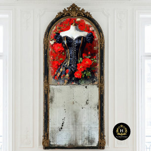 Luxe Black Gothic Corset Mannequin Red Floral Deco Tissue Paper