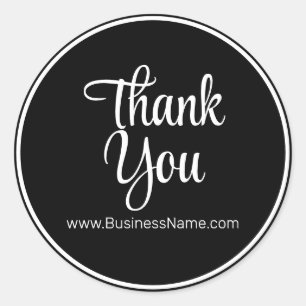 Luxe Black Thank You Packaging-Elegant and Stylish Classic Round Sticker