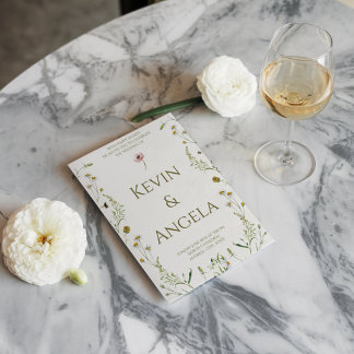  Luxe Blooms: Gold Floral Chic Wedding Invitation