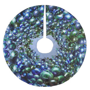Luxe Blue Green Christmas Tree Skirt