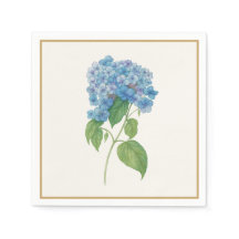 Luxe Blue Hydrangea Napkin — Elegant Botanical 