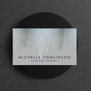 Luxe Blue Silver Confetti Rain Pattern Business Card