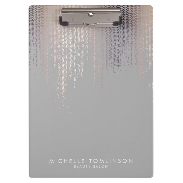 Luxe Blush Confetti Rain Pattern Grey Clipboard (Front)