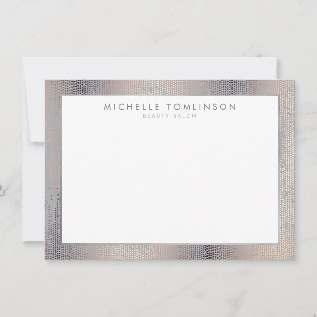 Luxe Blush Confetti Rain Pattern Grey Notecard (Front)