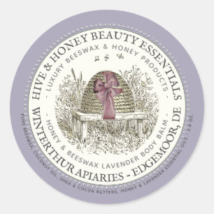 Luxe Body Balm Label Lavender with Skep and Bow
