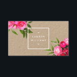 Luxe Bold Watercolor Roses on Kraft Business Card<br><div class="desc">This luxurious design features a illustrations of bright pink/red watercolor roses with leaves overlapping a white frame holding your name or business name. The elegant design is double-sided to allow ample room for your contact info on the backside of the card. Perfect for creative professions such as stylists, fashion designers,...</div>