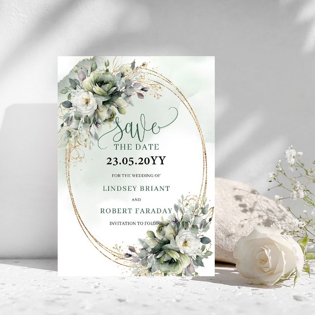 Luxe Botanical Greenery Gold Save The Date Card (Luxe Botanical Greenery Gold Save The Date Card)