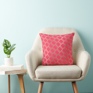 LUXE BRIGHT BRUSHED METALLIC PINK CUSTOM CUSHION