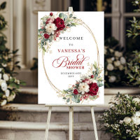 Luxe burgundy white floral gold greenery bridal