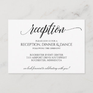 Luxe Calligraphy-Typography Reception Card Black
