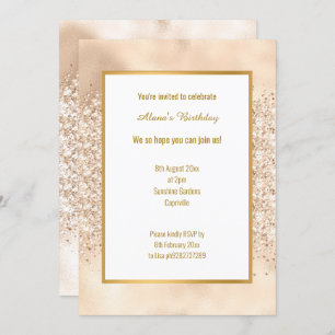 LUXE CHAMPAGNE GLITTER BIRTHDAY  INVITATION