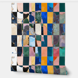 Luxe Chequerboard Curtain Wallpaper