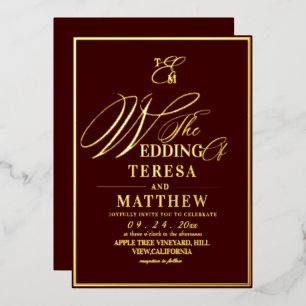 Luxe Classic Burgundy & Gold Foil Wedding