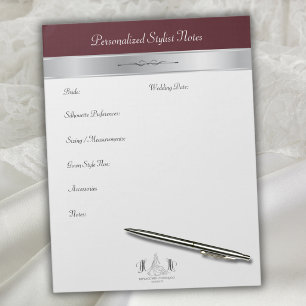 Luxe Crimson Bridal Stylist Consultation Notepad