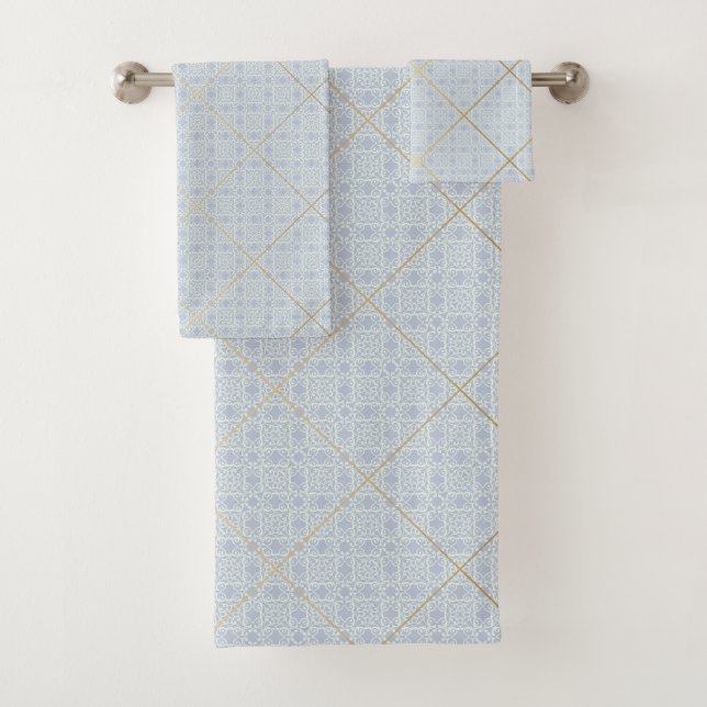 LUXE CUSTOM PASTEL BLUE HAMPTON BATHROOM TOWEL SET (Insitu)