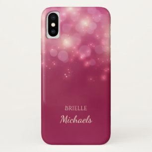 Luxe Dark Pink Glamour Bokeh Sparkles With Name Case-Mate iPhone Case