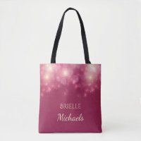 Luxe Dark Pink Glamour Bokeh Sparkles With Name