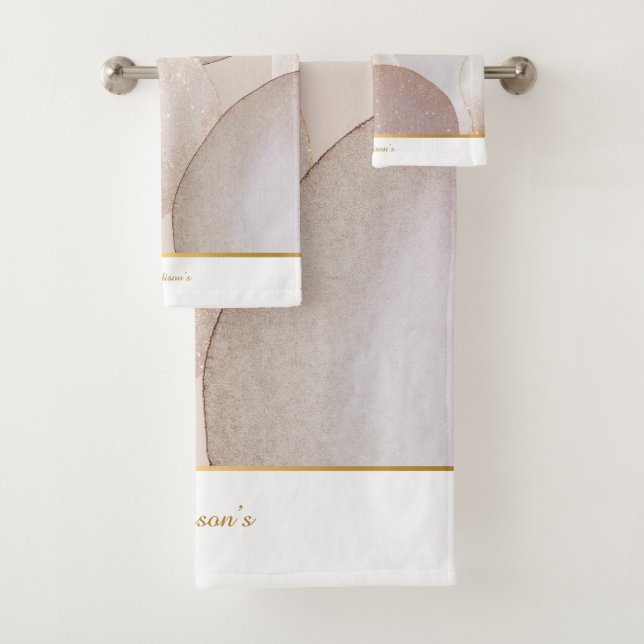 LUXE DESIGN NEUTRAL GOLD MONOCHROME  BATH TOWEL SET (Insitu)