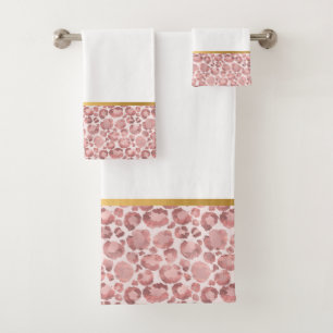LUXE DUSTY PINK LEOPARD BATHROOM TOWEL SET