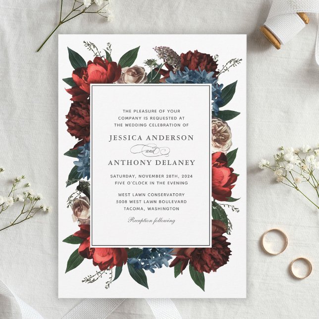 Luxe Elegant Floral Frame Wedding Invitation (Creator Uploaded)