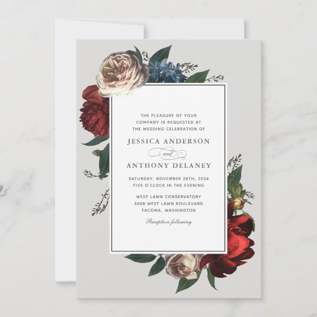 Luxe Elegant Floral Wedding Invitation (Front)
