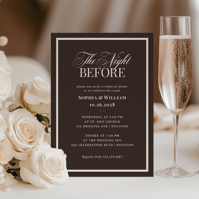 Luxe Espresso Brown | Neutral Rehearsal Dinner Invitation (Creator Uploaded)