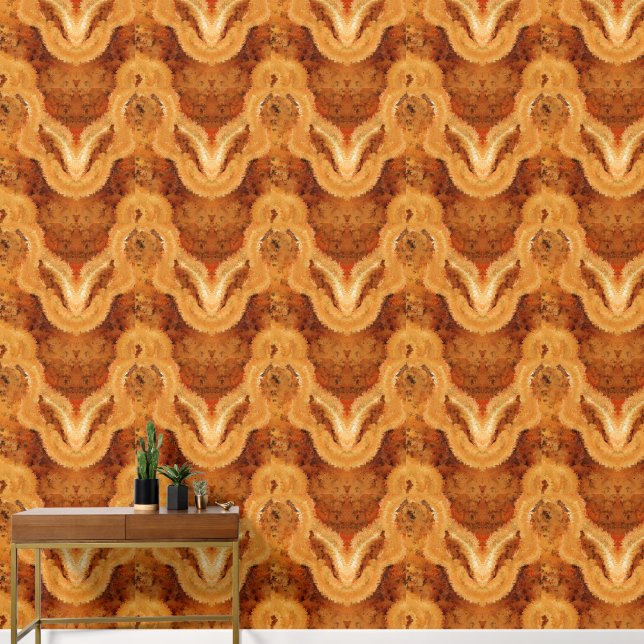 Luxe Faux Burled Wood Wallpaper (Hallway)