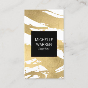 Luxe Faux Gold Brushstrokes Designer Business Card