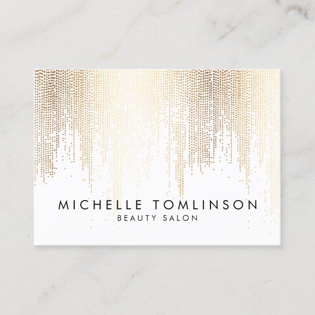 Luxe Faux Gold Confetti Rain Pattern Large Business Card (Front)