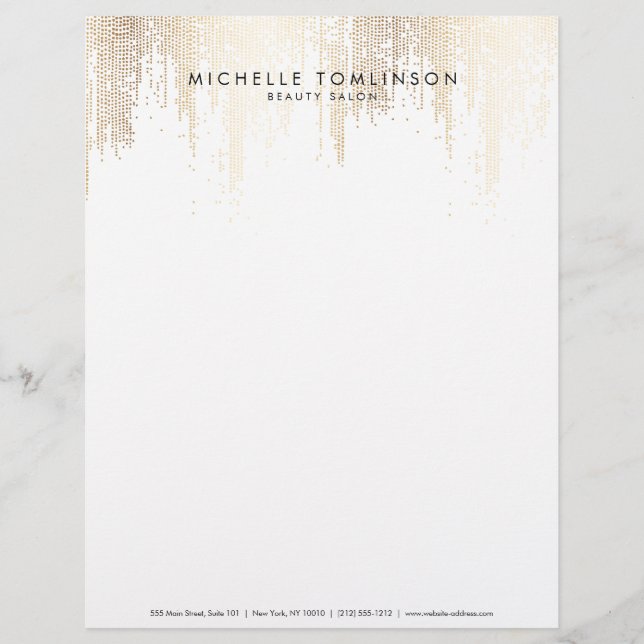 Luxe Faux Gold Confetti Rain Pattern Letterhead (Front)